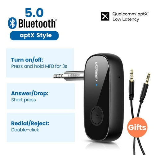 UGREEN Bluetooth Receiver 5.0 aptX LL 3.5mm AUX Jack Audio Wireless