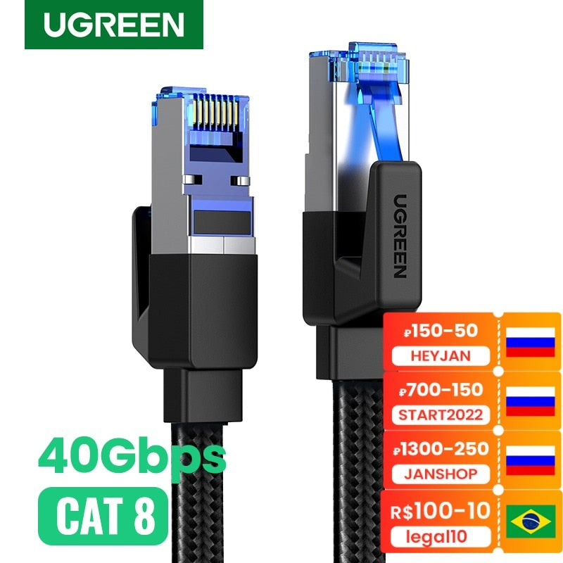 UGREEN Ethernet Cable CAT8 40Gbps Cotton Braided CAT7 Network Lan Cord