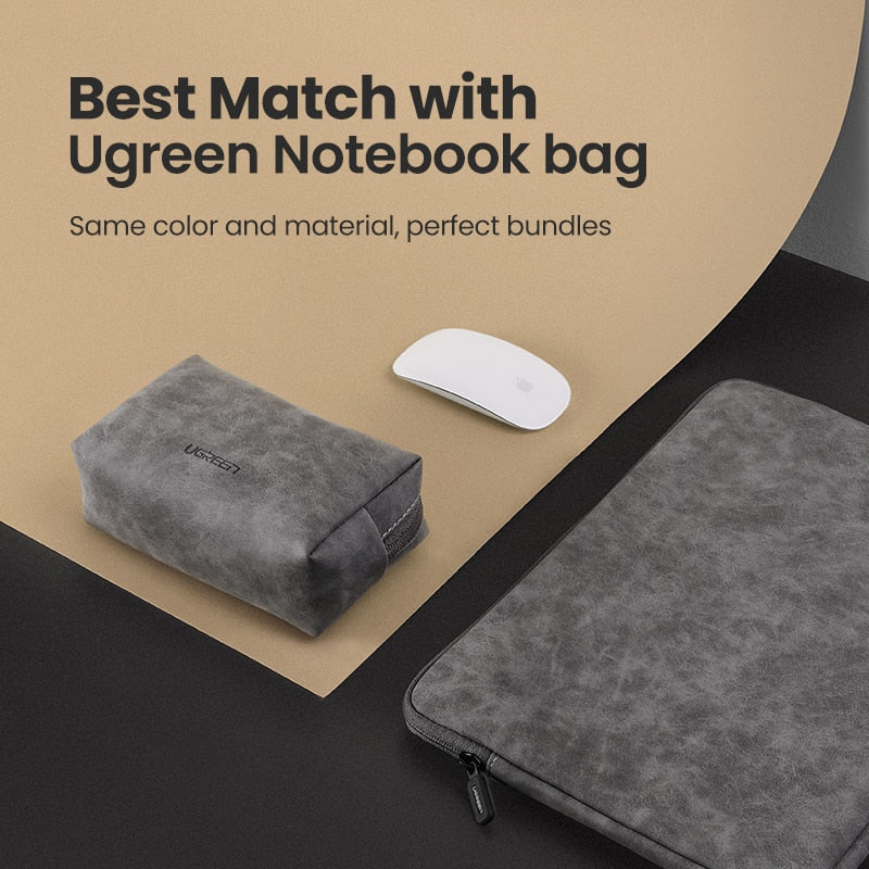 UGREEN Organizer Bag Leather Storage Case for Wired Headphones