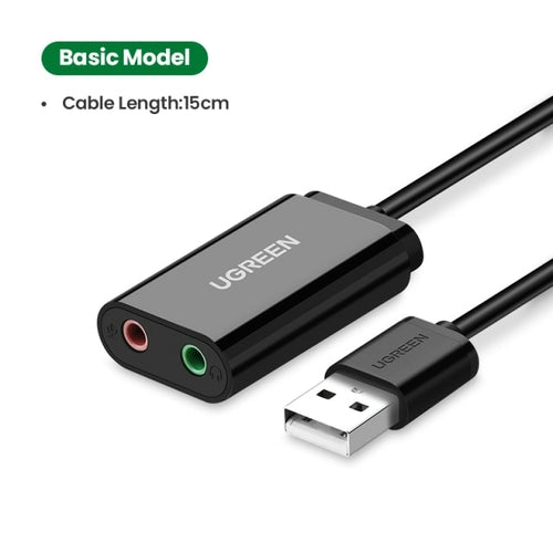 UGREEN Sound Card USB Audio Interface External 3.5mm Microphone Audio
