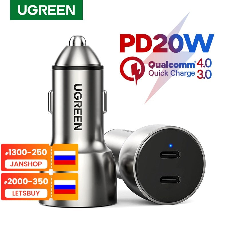 Ugreen 36W Quick Charge 4.0 3.0 QC USB Car Charger for Xiaomi QC4.0