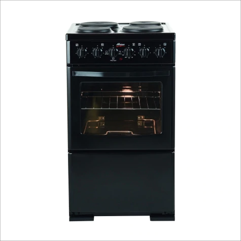 Univa 4 Burner Gas Stove, 58ltr Gas Ove, front Control Panel, Black, 500mm