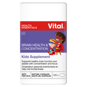Vital Brain Health & Concentration Kids Study Supplements 120 Pack