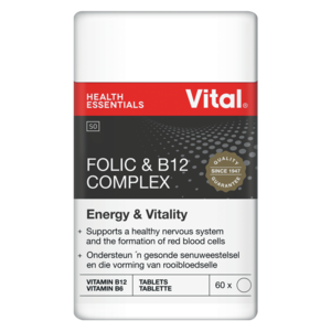 Vital Folic & B12 Complex Supplement Tablets 60 Pack