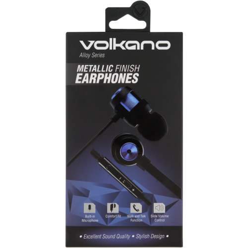 Volkano Alloy Series Metallic Finish Earphones Blue - myhoodmarket