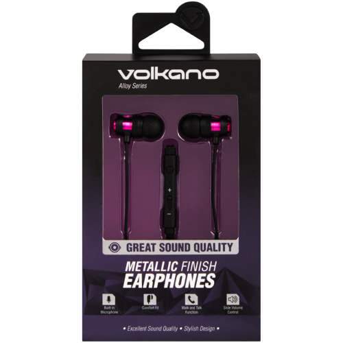 Volkano Alloy Series Metallic Finish Earphones Purple - myhoodmarket
