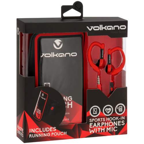 Volkano Haste Series Sport Hook Earphones Red - myhoodmarket