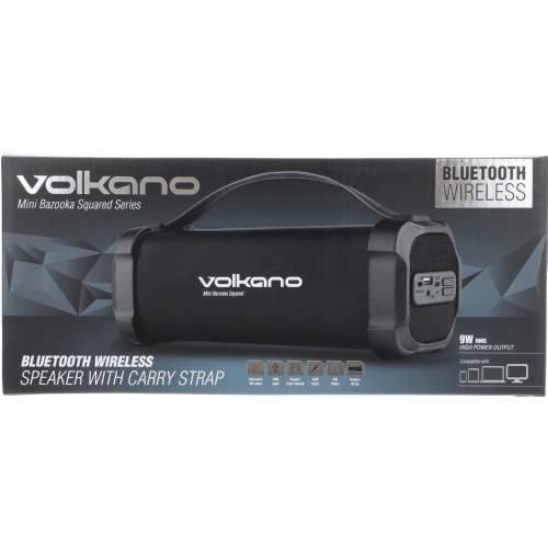 Volkano Mini Bazooka Squared Series Bluetooth Wireless Speaker Black - myhoodmarket