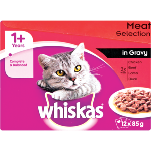 Whiskas Cat Food Meat In Gravy 12 x 85g