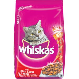 Whiskas Dry Cat Food Beef, Lamb & Rabbit flavour & Meaty Nuggets 2kg