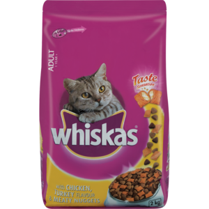 Whiskas Dry Cat Food Chicken and Turkey and Meaty Nuggets 2kg
