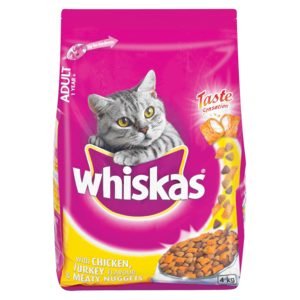Whiskas With Chicken, Turkey Flavour & Meaty Nuggets Adult Cat Food 4kg