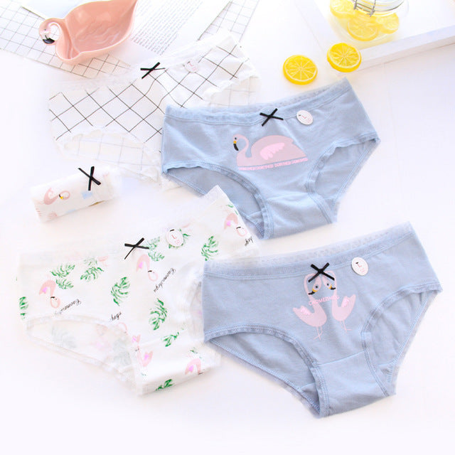 Women's panties cotton Flamingo print girl briefs