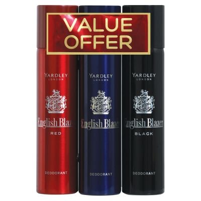 Yardley Body Spray 250ml English Blazer 3pack Balck, Red & Original