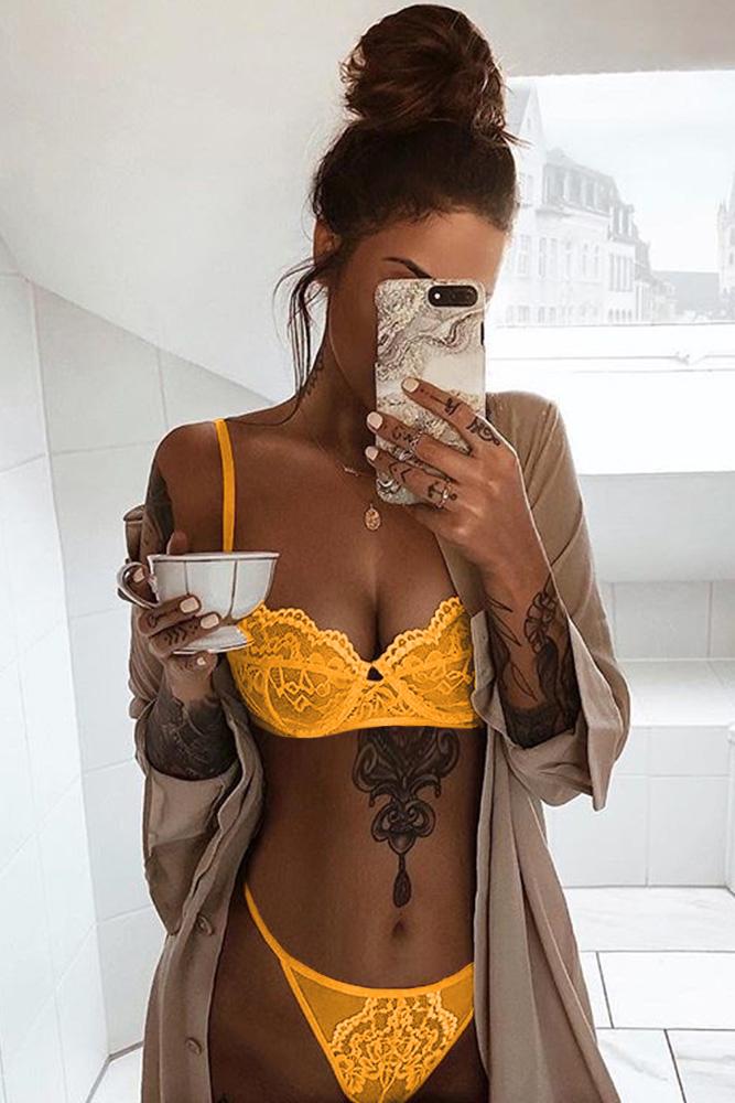 Yellow Lace Blossom Balcony&Thong