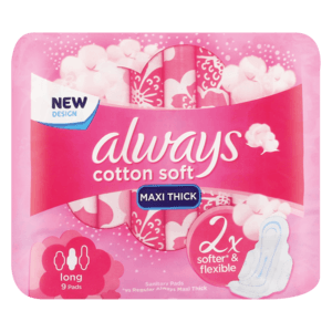 Always Cotton Soft Long Sanitary Pads 9 Pack - myhoodmarket