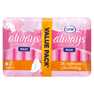 Always Maxi Cotton Soft Normal Sanitary Pads Value Pack 20 Pack - myhoodmarket