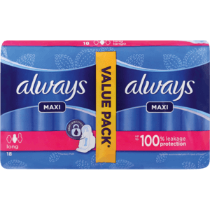 Always Maxi Duo-Pack Sanitary Pads 18 Pack - myhoodmarket