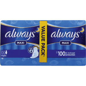 Always Maxi Night Sanitary Pads 16 Pack - myhoodmarket