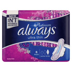 Always Platinum Ultra Thin Extra Long Sanitary Pads 6 Pack - myhoodmarket