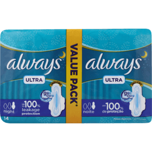 Always Ultra Value Pack Night Sanitary Pads 14 Pack - myhoodmarket