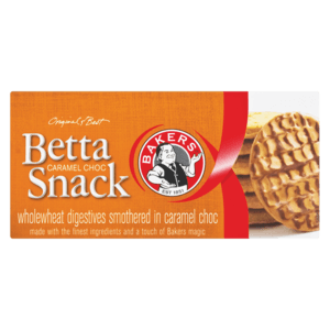 Bakers Betta Snack Caramel Choc Flavoured Biscuits 200g - myhoodmarket