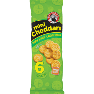 Bakers Cheese & Onion Mini Cheddars Pack 6 x 33g - myhoodmarket