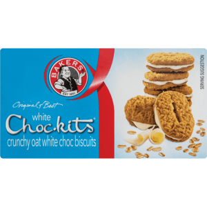 Bakers Choc-Kits White Chocolate Oat Biscuits 200g - myhoodmarket