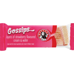 Bakers Gossips Strawberry Flavoured Wafers 100g - myhoodmarket