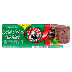 Bakers Red Label Mint Cream Flavoured Choc Biscuits 200g - myhoodmarket