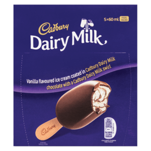 Cadbury Dairy Milk Mini Ice Cream Sticks 5 x 60ml - myhoodmarket