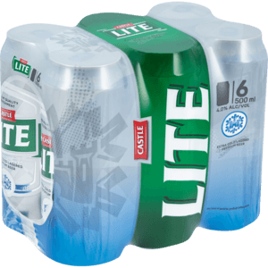 Castle Lite Beer Cans 6 x 500ml - myhoodmarket