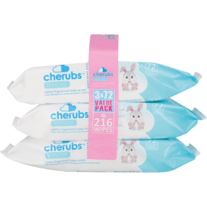 Cherubs Sensitive Lightly Fragranced Baby Wipes 3 x 72 Pack - myhoodmarket