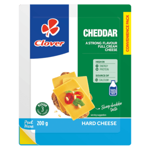 Clover Cheddar Flavoured Hard Cheese Pack 200g - myhoodmarket