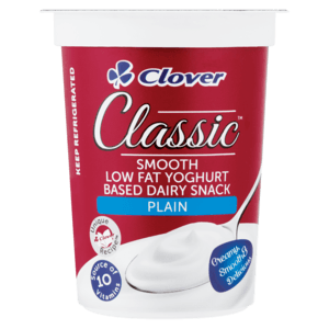 Clover Classic Plain Smooth Low Fat Yoghurt Based Dairy Snack 175g - myhoodmarket