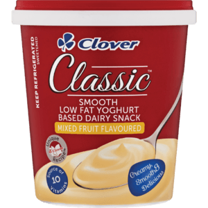 Clover Classic Smooth Mix Fruit Low Fat Yoghurt Based Dairy Snack1kg - myhoodmarket