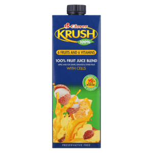 Clover Krush 100% 6 Fruits & 6 Vitamins Fruit Juice Blend With Cells 1L - myhoodmarket