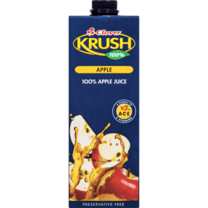 Clover Krush 100% Apple Fruit Juice Carton 1L - myhoodmarket