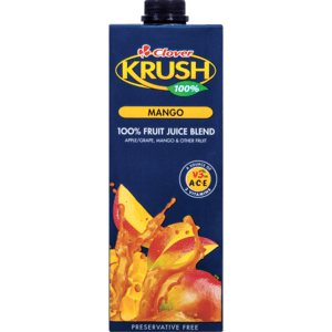 Clover Krush 100% Mango Fruit Juice Blend Carton 1L - myhoodmarket