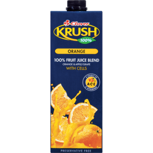 Clover Krush 100% Orange Fruit Juice Blend Carton 1L - myhoodmarket