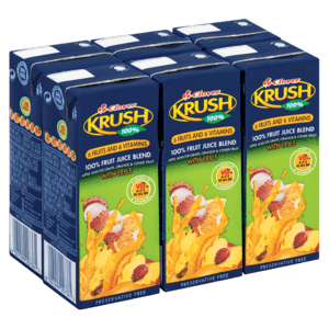 Clover Krush 6 Fruits & 6 Vitamins 100% Juice Blend Boxes 6 x 200m - myhoodmarket