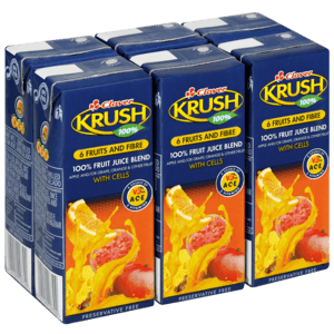 Clover Krush 6 Fruits & Fibre 100% Fruit Juice Blend Boxes 6 x 200ml - myhoodmarket