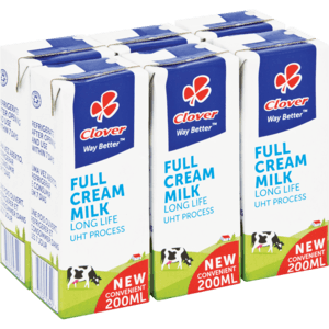 Clover UHT Long Life Full Cream Milk 6 x 200ml - myhoodmarket