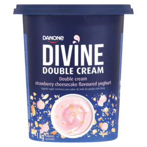Danone Divine Double Cream Strawberry Cheesecake Flavoured Yoghurt 1kg - myhoodmarket