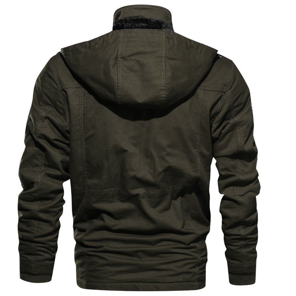 Male Military Jacket  Warm Hooded Coat Thermal Thick Outerwear
