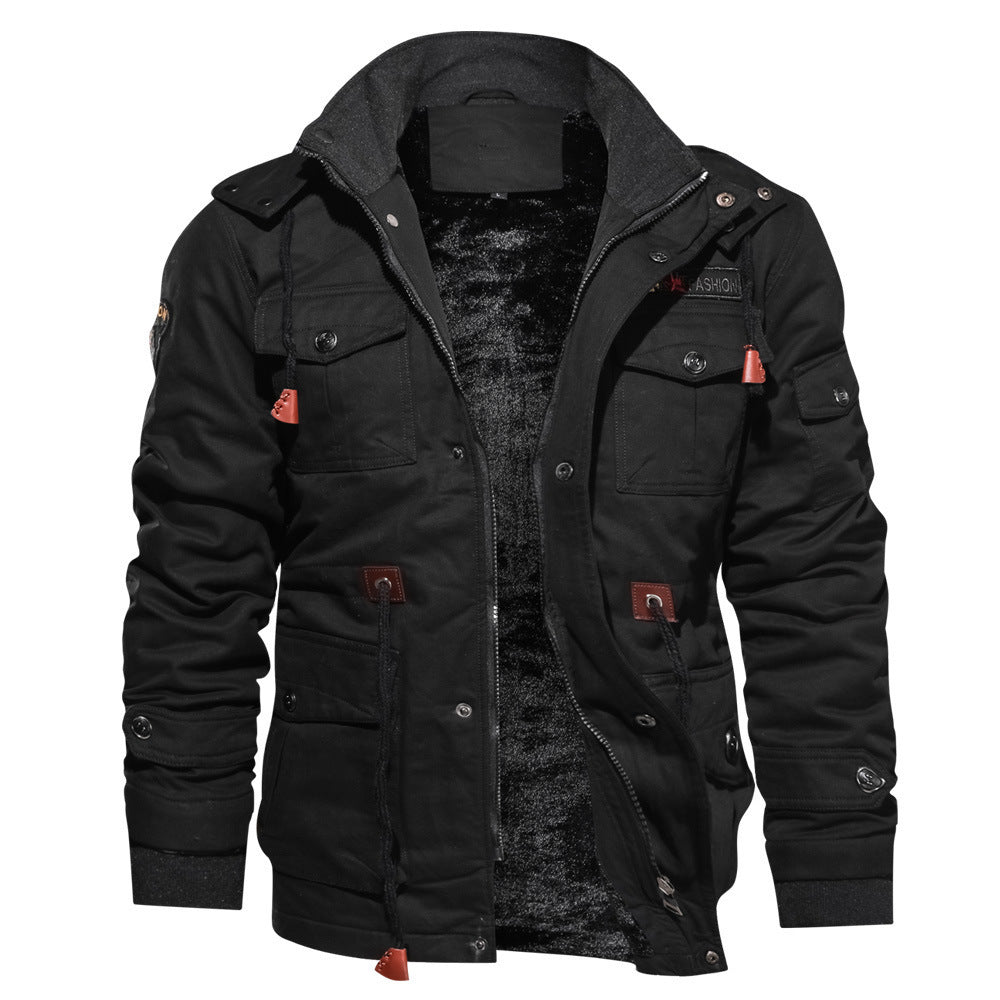 Male Military Jacket  Warm Hooded Coat Thermal Thick Outerwear