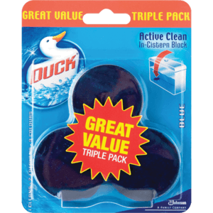 Duck Great Value Triple Pack Active Clean Toilet Blocks 3 x 45g - myhoodmarket