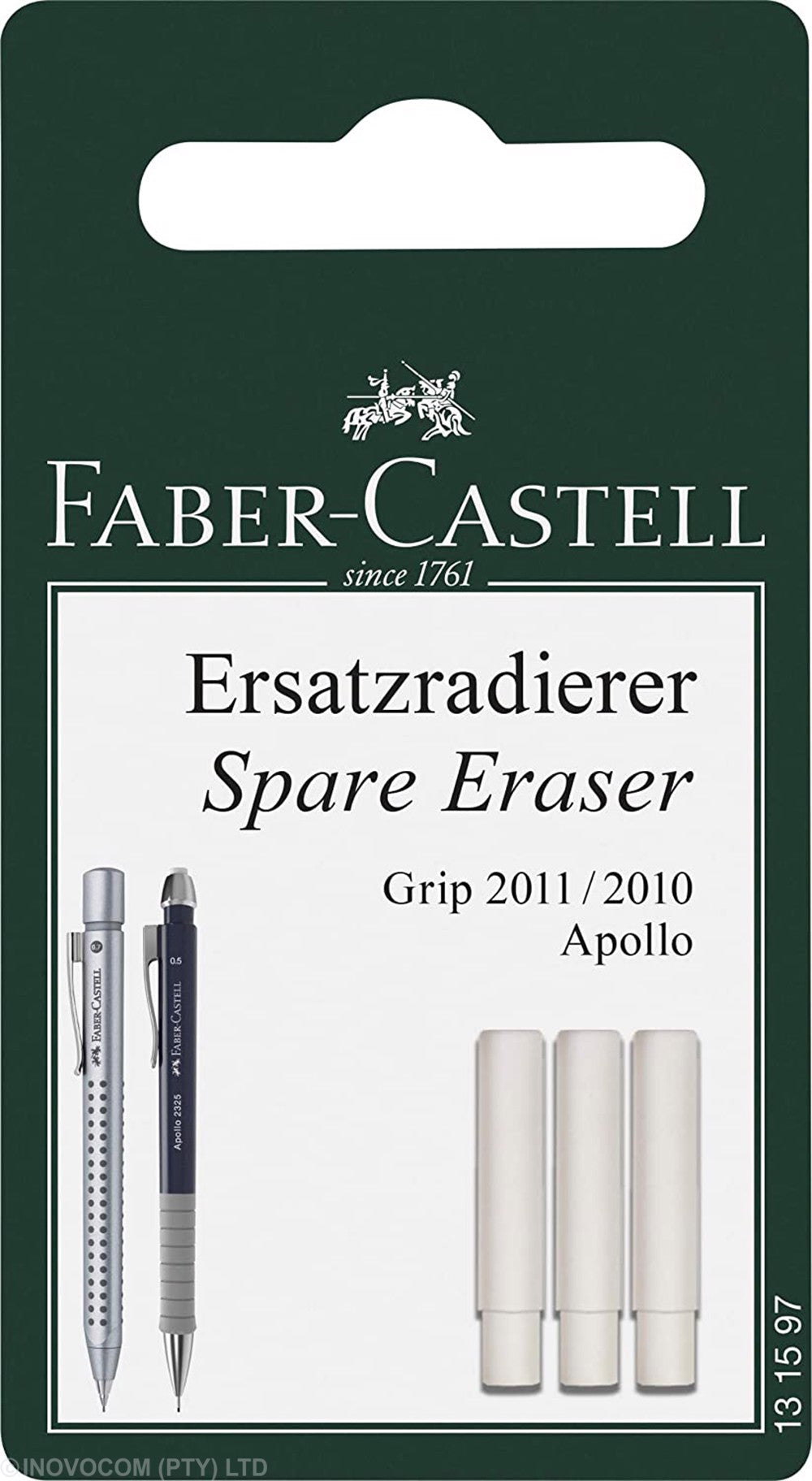 Faber-Castell Grip 2011 Spare Erasers For Mechanical Pencil Set Of 3