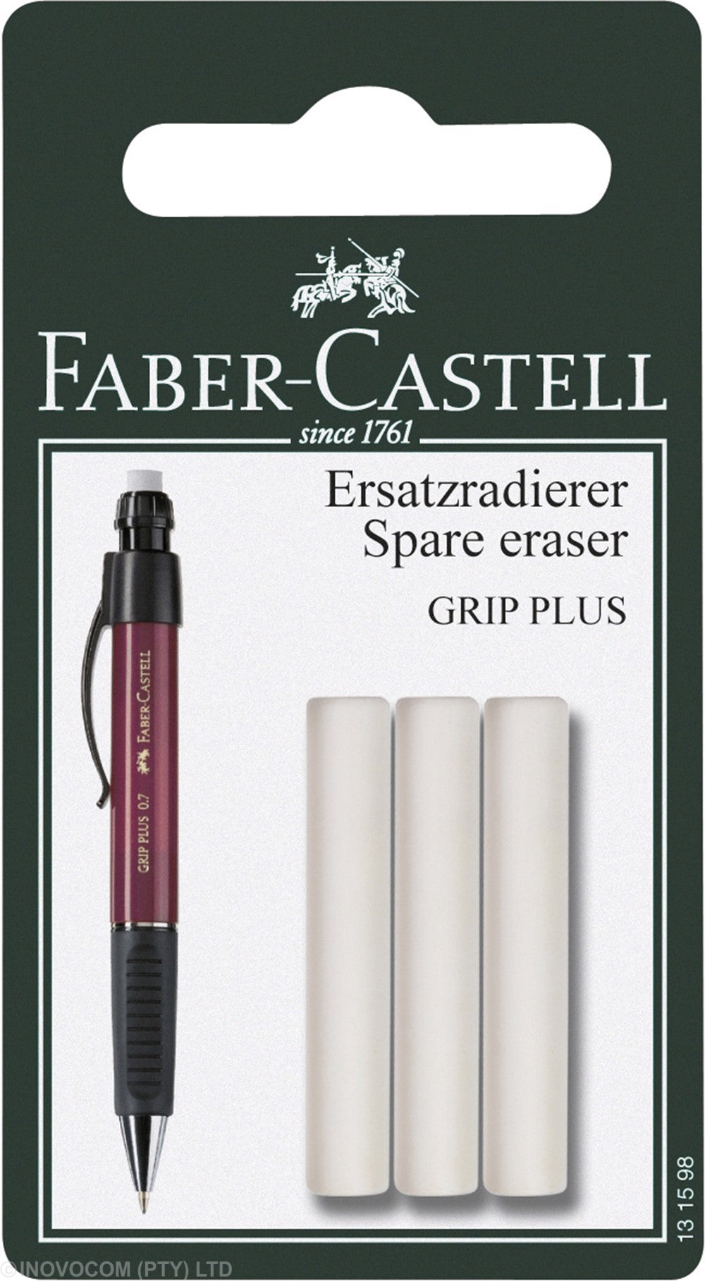 Faber-Castell Grip Plus Spare Erasers For Mechanical Pencil Set Of 3