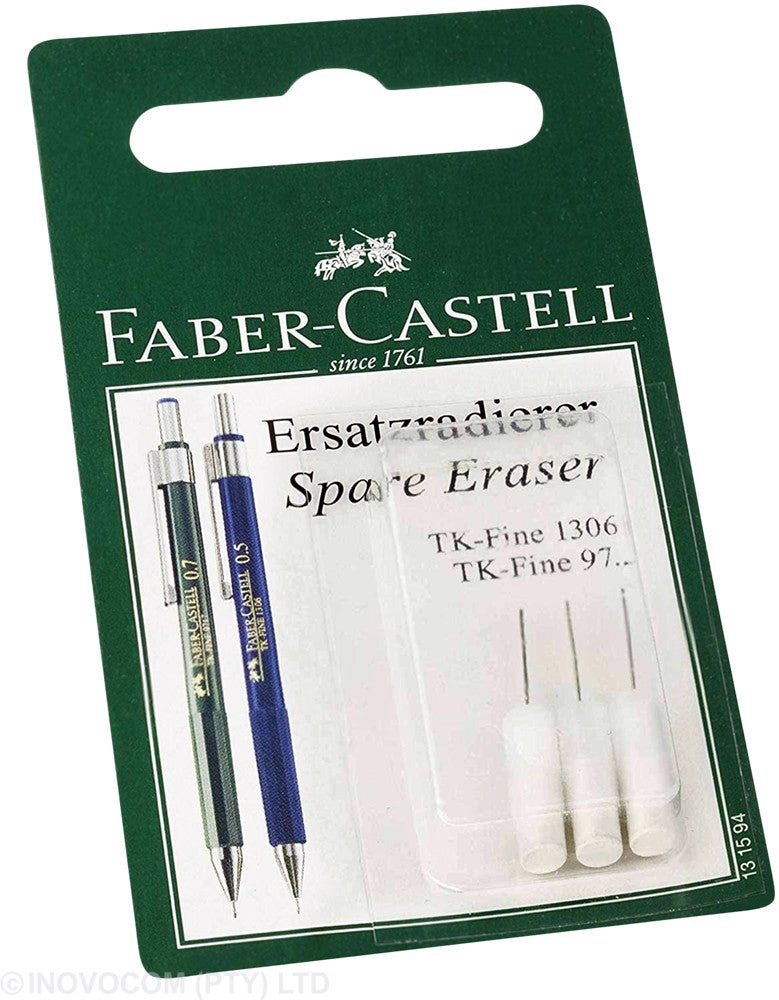 Faber-Castell TK-Fine Spare Erasers For Mechanical Pencil Set Of 3